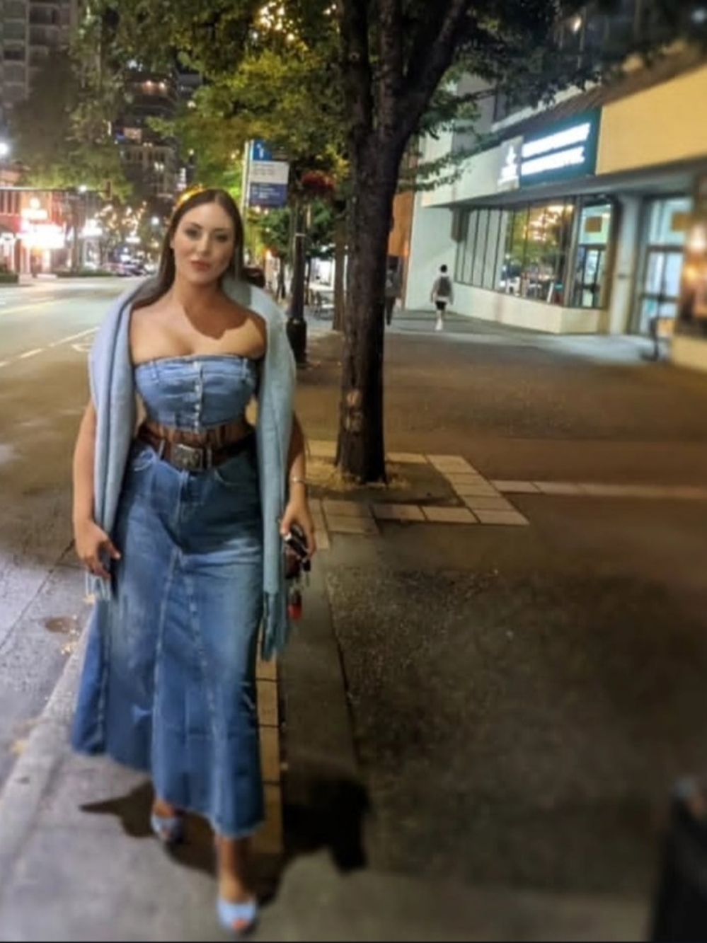 Denim Strapless 2 Piece Outfit